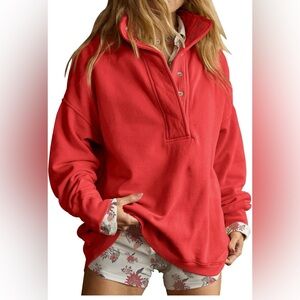 Gacaky Sweatshirt for Women Oversized Casual Long Sleeve Button-SIZE L